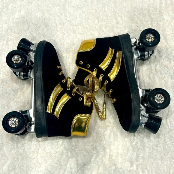Cosmic Skates Women’s black gold metallicc high top sneakers roller skate size 8 - Picture 1 of 9